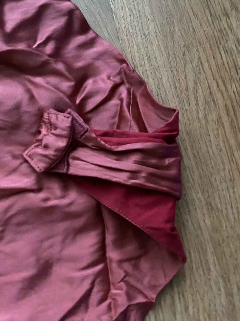Satin Ruffle Cold-Shoulder Bodysuit in Dusty Rose - Picture 5 of 10